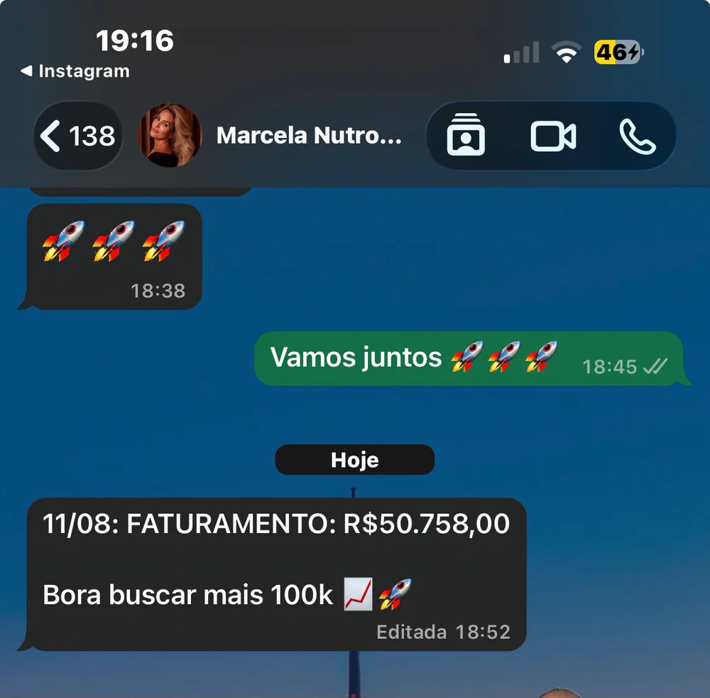 Print de resultado com faturamento diário de R$ 50.758